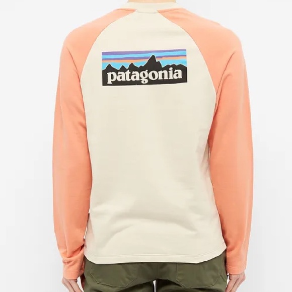Patagonia Other - Patagonia P-6 Logo Sweatshirt Crew Neck Beige Tangerine Orange Men’s Size XL